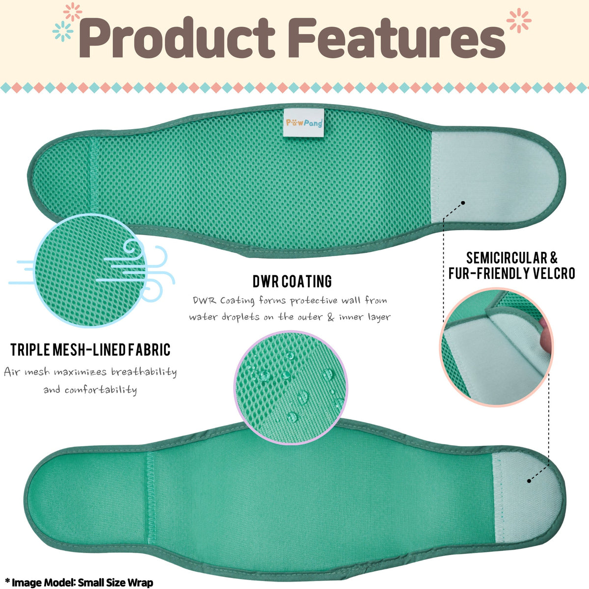 Air Mesh Belly Band and Booster Pads Set - Water Proof, Mesh Fabric and Fur Friendly Velcro