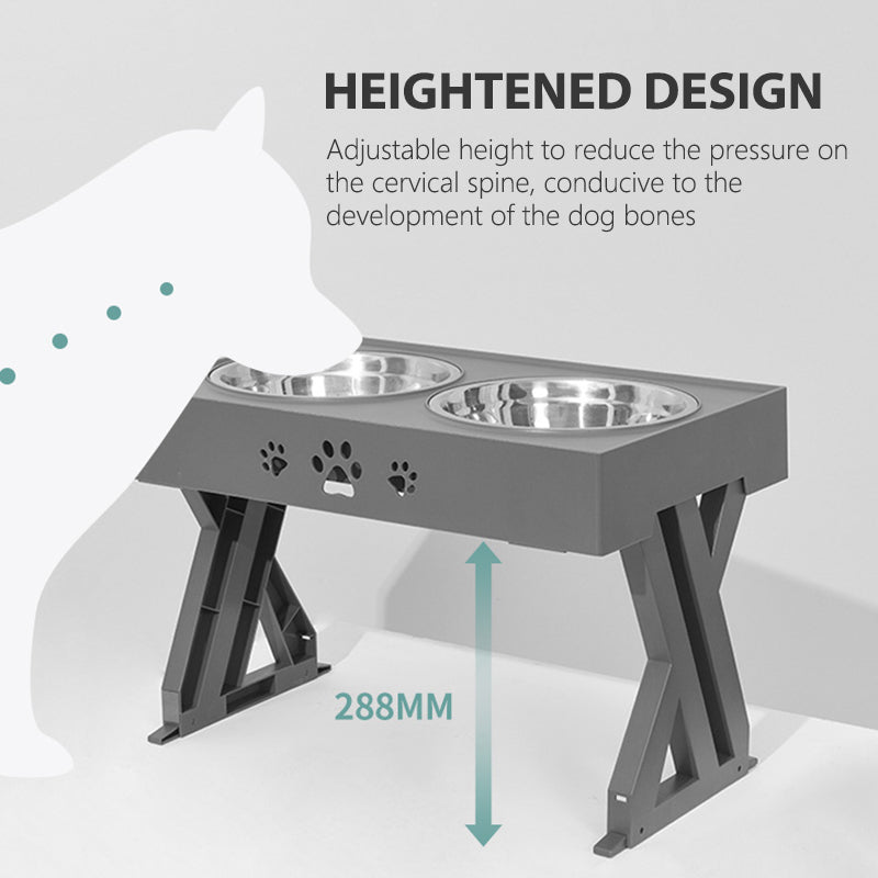 Adjustable Dog Bowls Stand Raised with Stainless Steel - Heightened Design