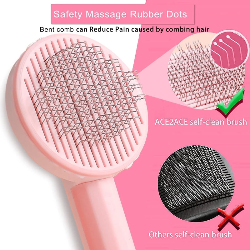 Pet Cat Brush Self Cleaning Slicker Brush for Cats Dogs - main Image 2